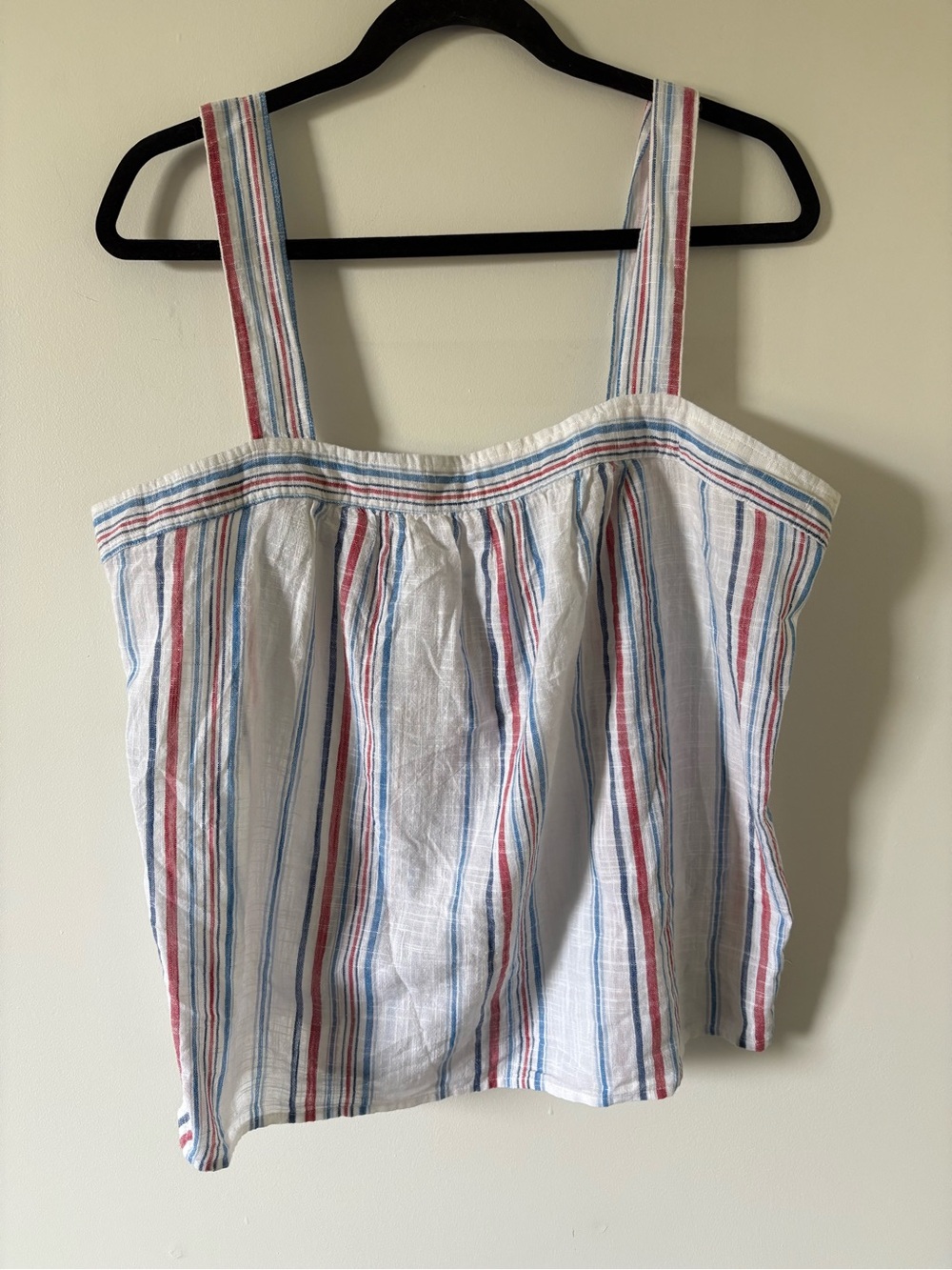 GAP White Striped Tank with Red & Blue Vertical Stripes